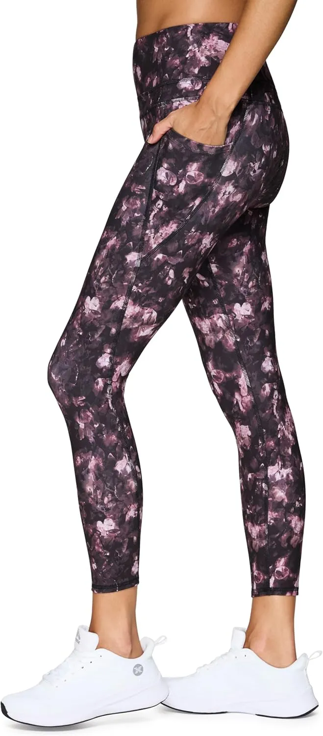 RBX Active Womens Ultra Hold Squat Proof 7/8 Ankle Length Printed Running Yoga Legging with Pockets