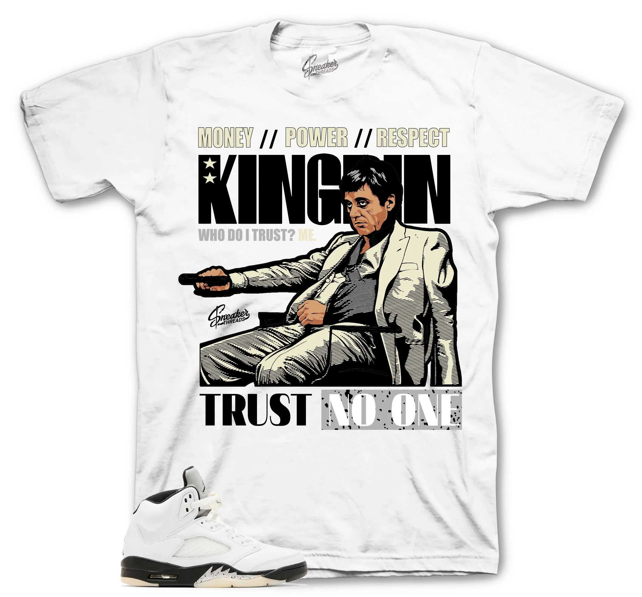 Retro 5 White Black Trust issues Shirt