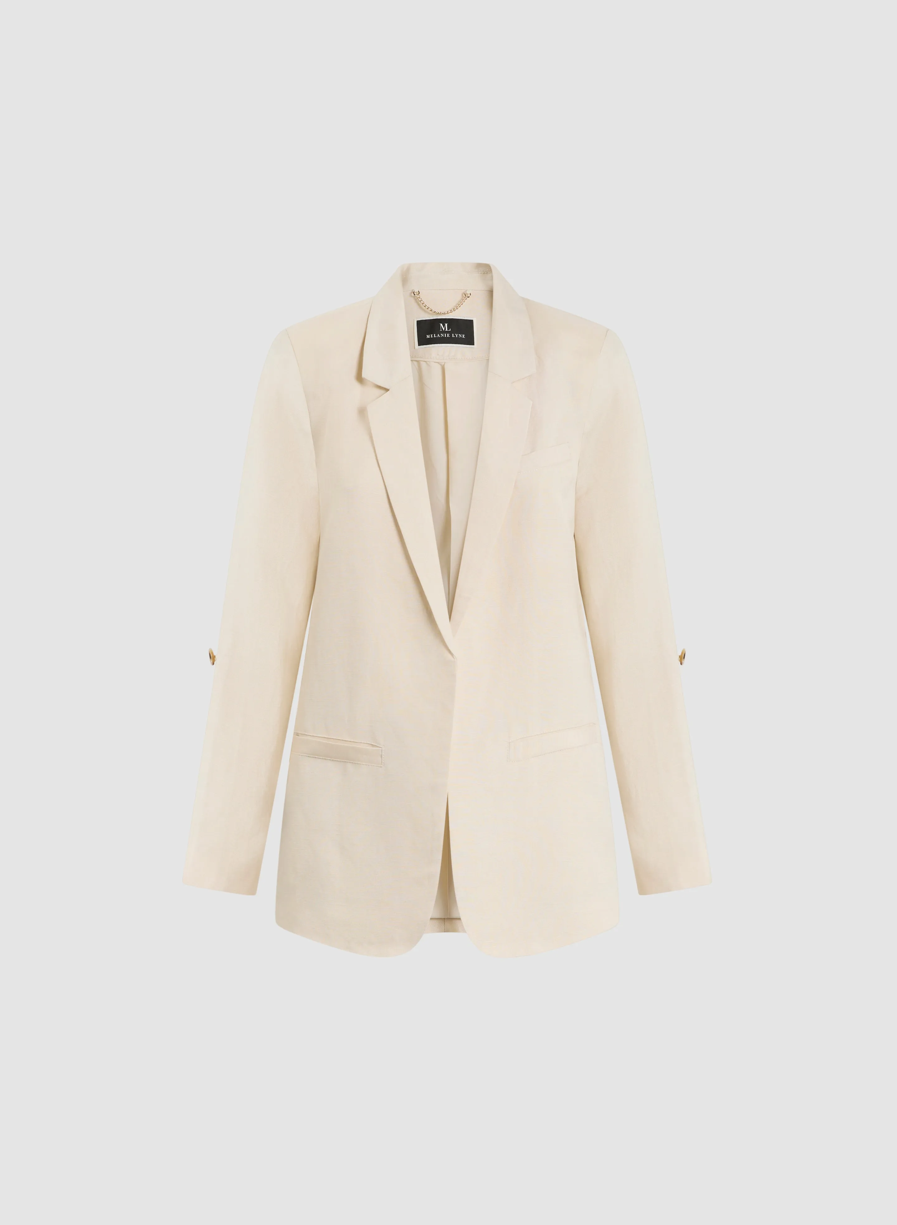 Rolled Sleeve Linen-Blend Blazer