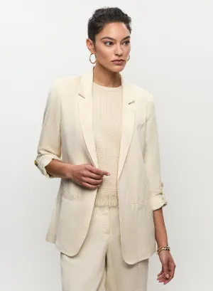 Rolled Sleeve Linen-Blend Blazer