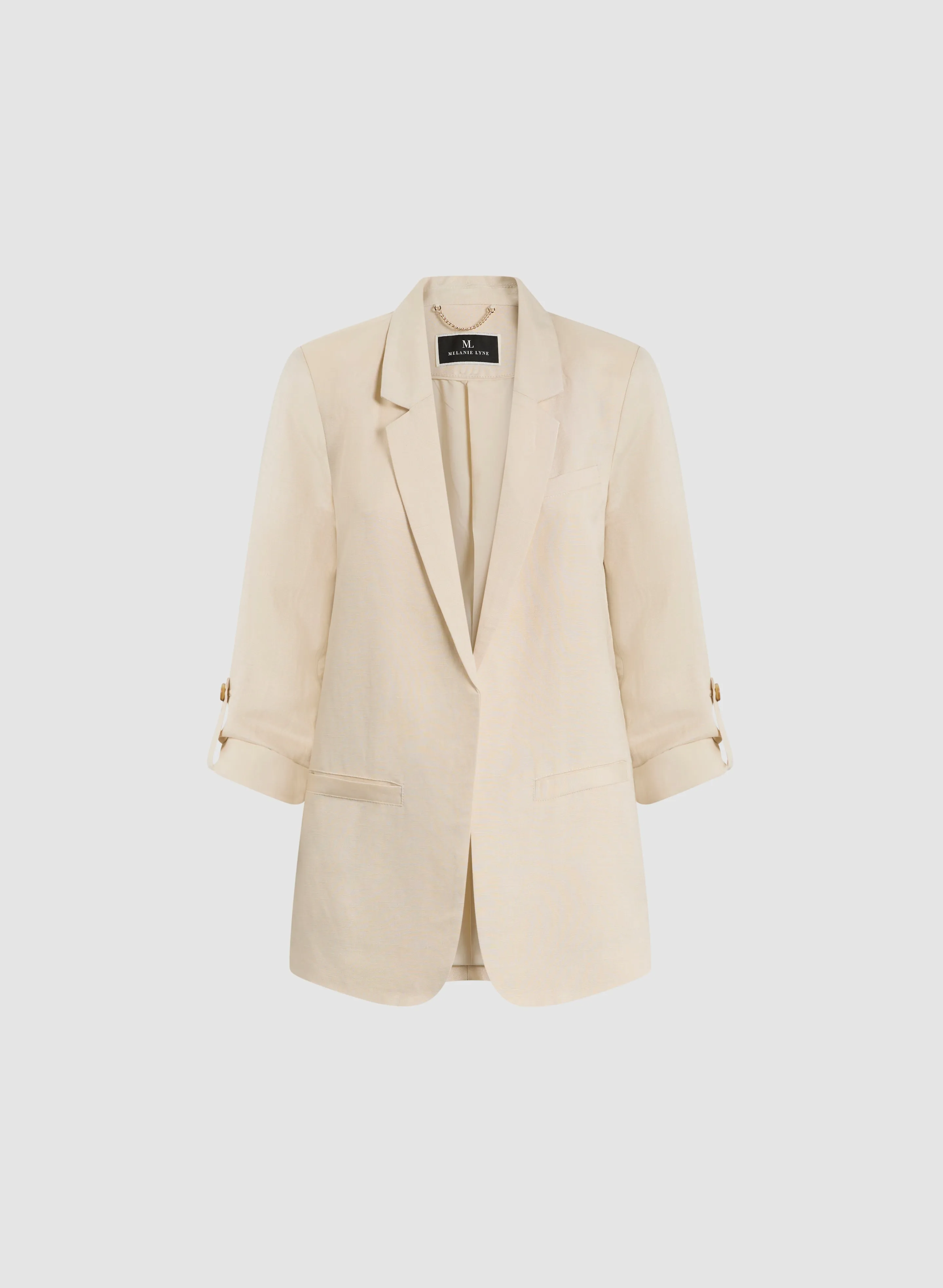 Rolled Sleeve Linen-Blend Blazer