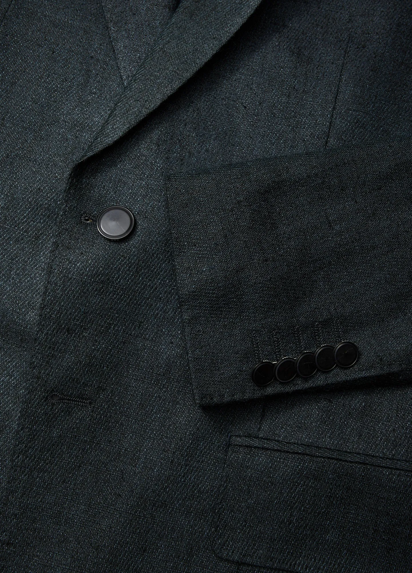 Silk Linen Blazer Dark Green
