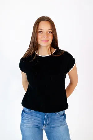 Stanza Button Back Top・Black