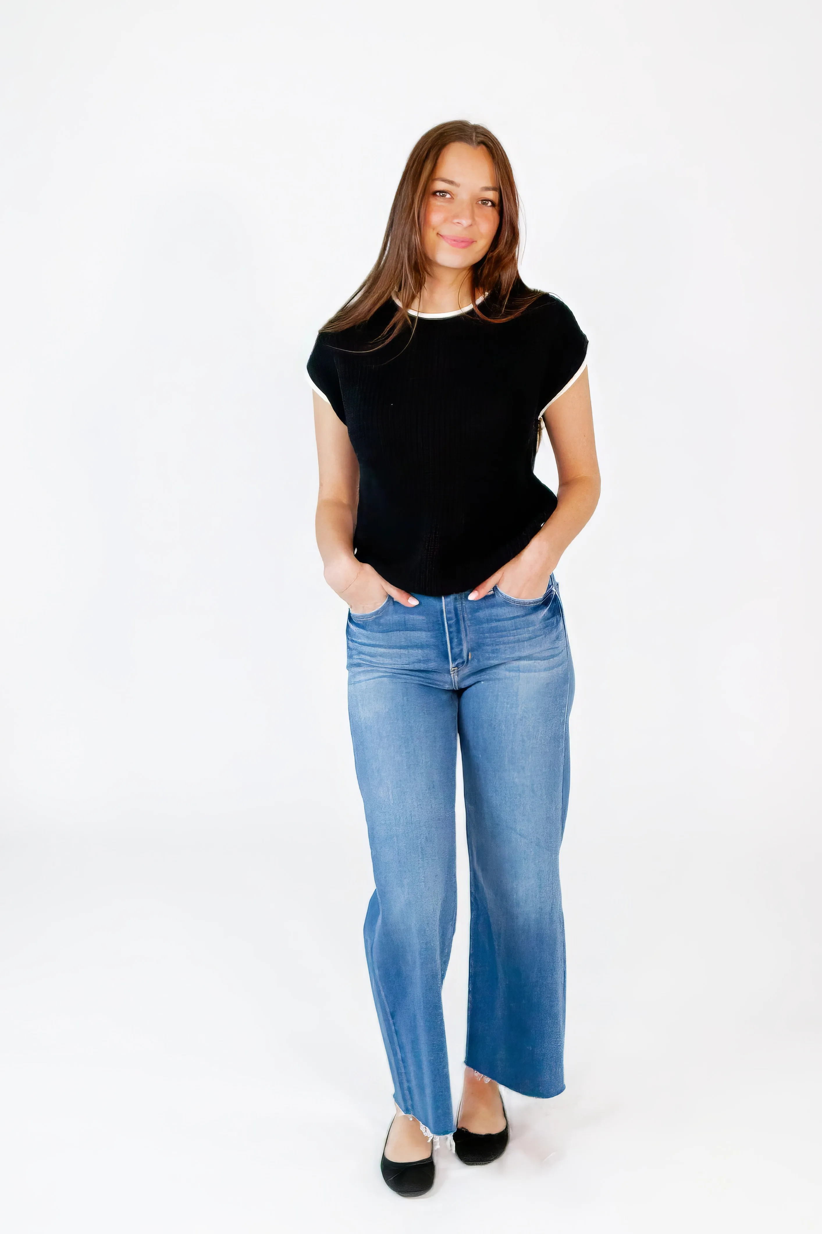 Stanza Button Back Top・Black