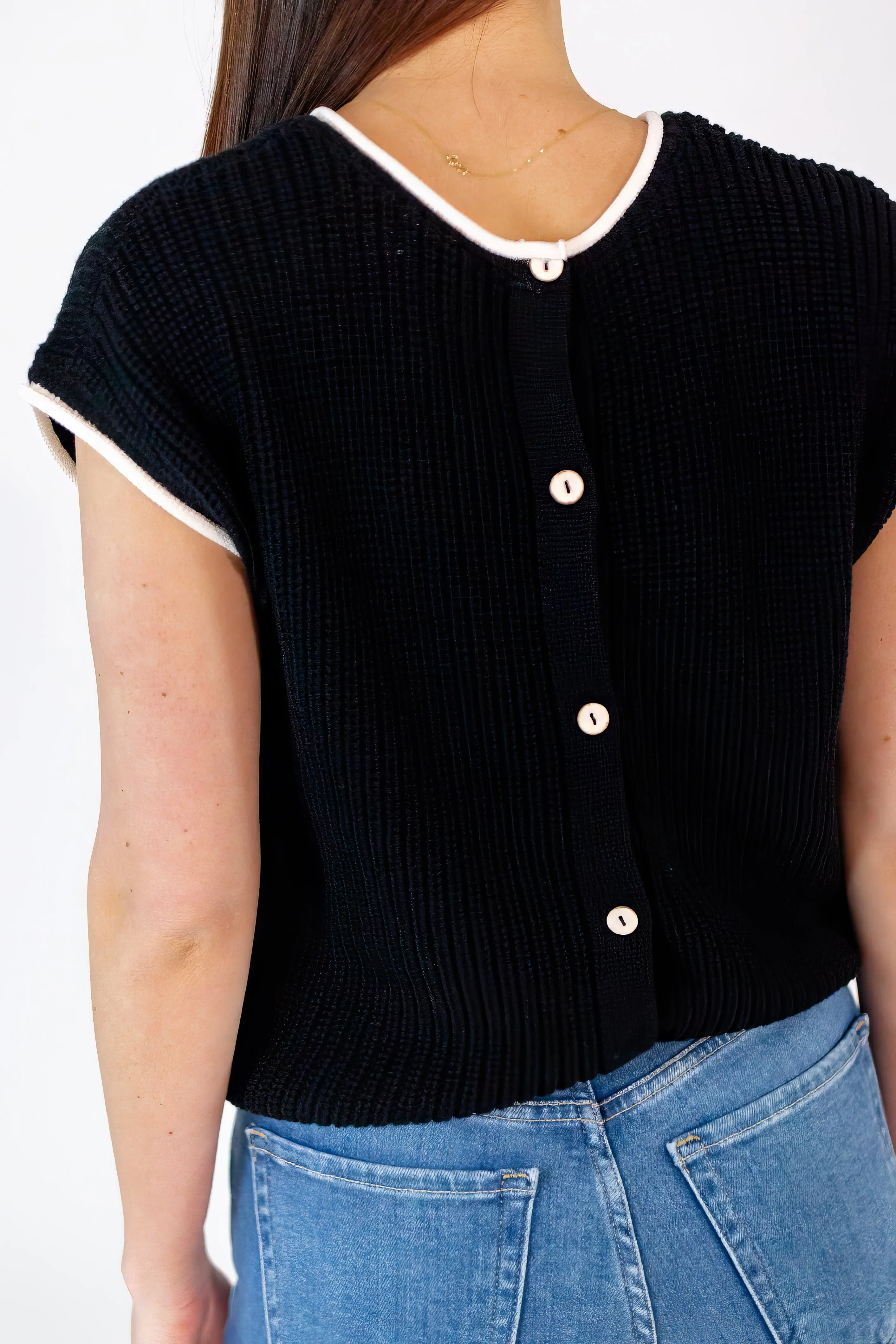 Stanza Button Back Top・Black