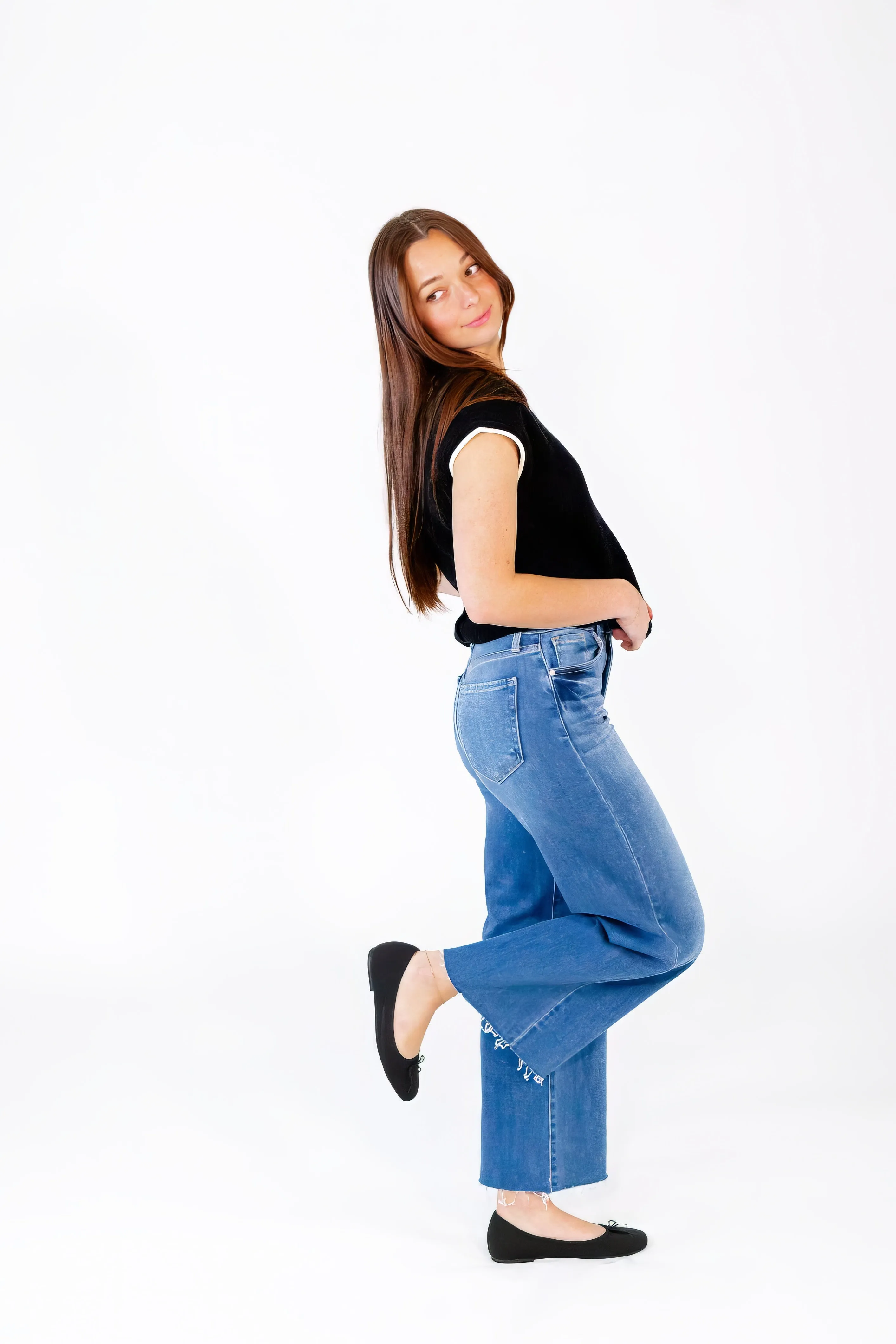 Stanza Button Back Top・Black