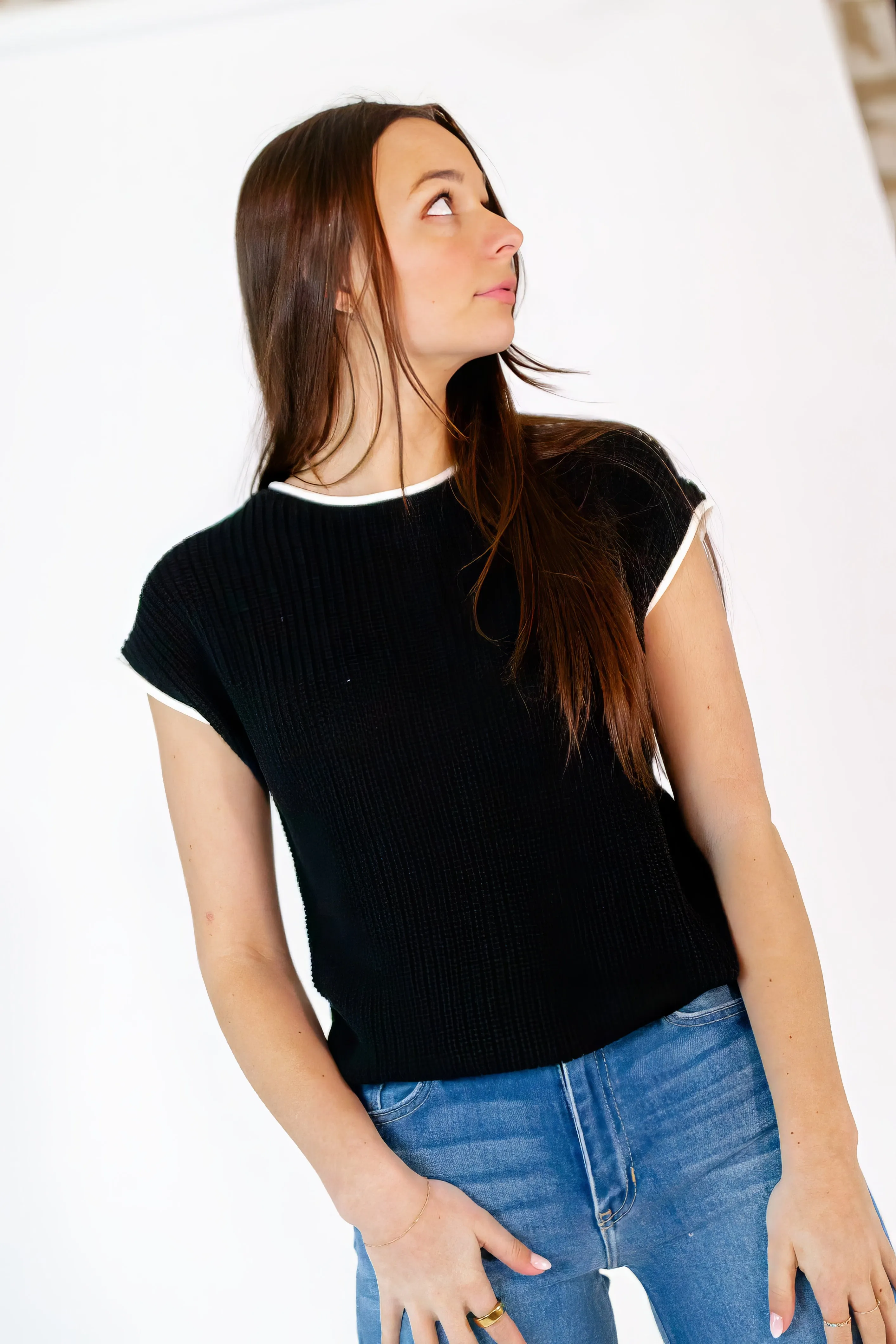 Stanza Button Back Top・Black