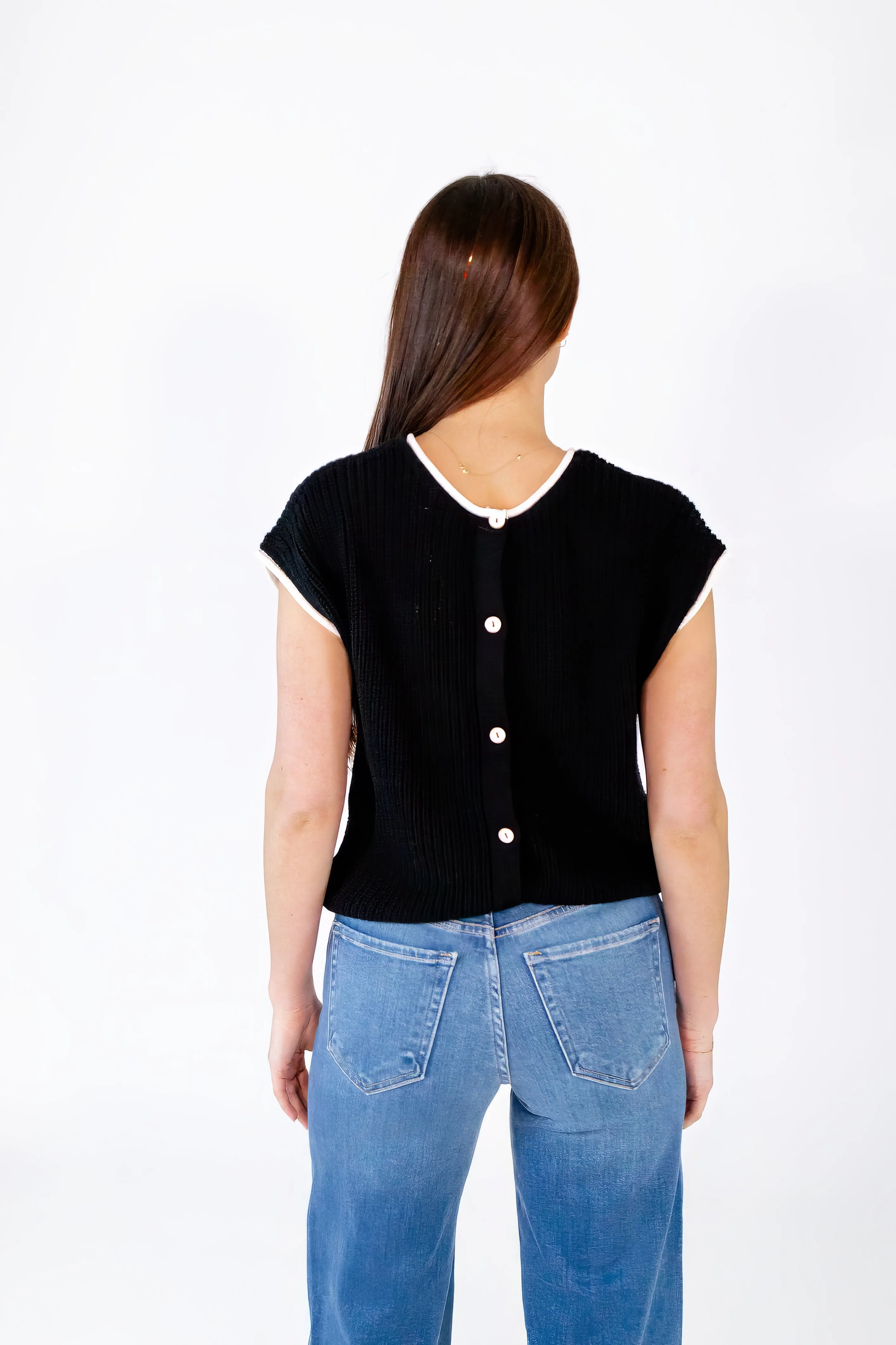 Stanza Button Back Top・Black