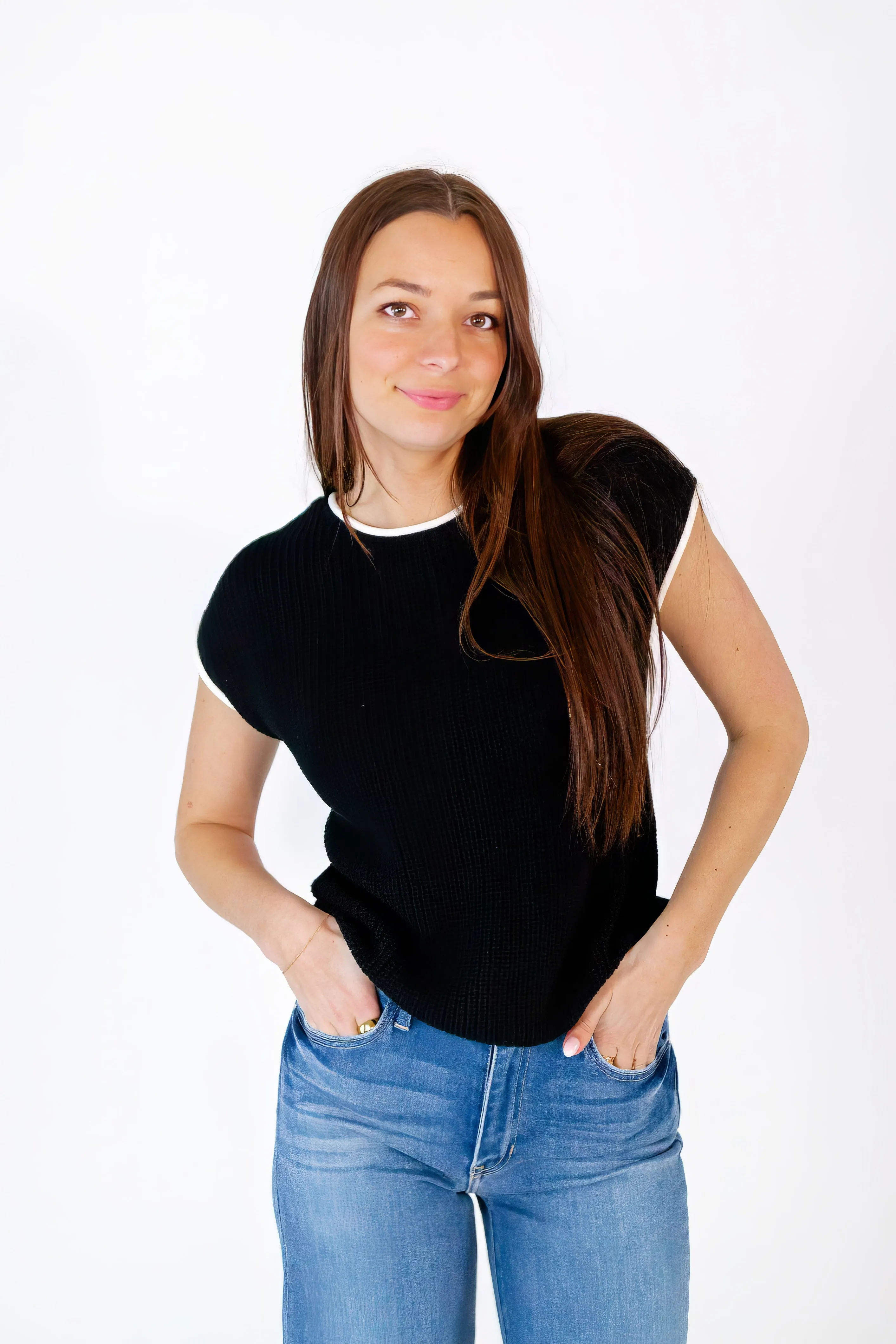 Stanza Button Back Top・Black