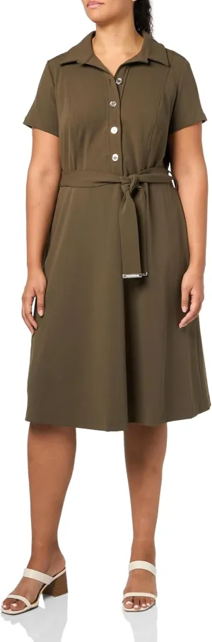 Tommy Hilfiger Women's Collared Button-up Midi Dress With Waist Tie