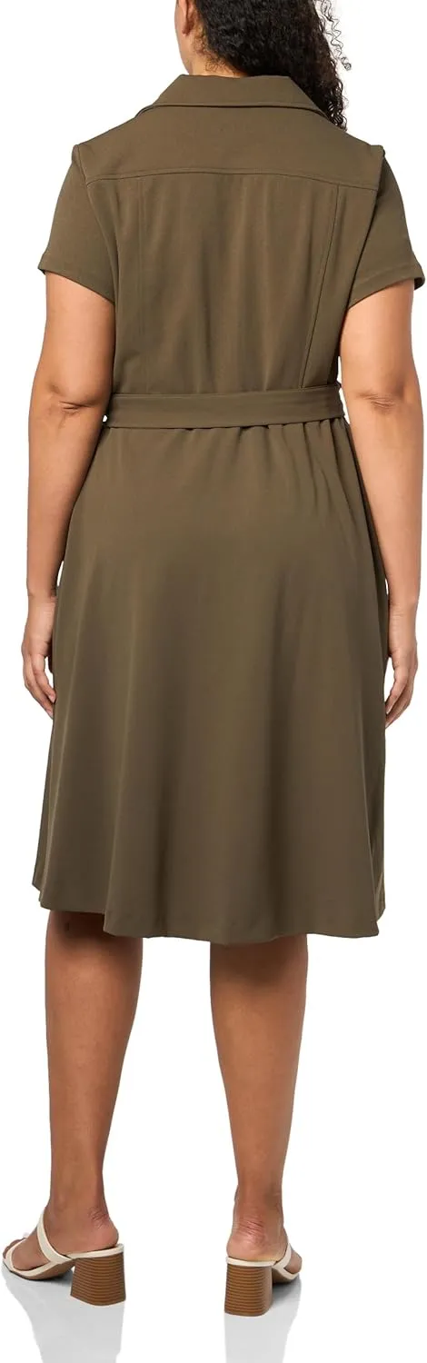 Tommy Hilfiger Women's Collared Button-up Midi Dress With Waist Tie