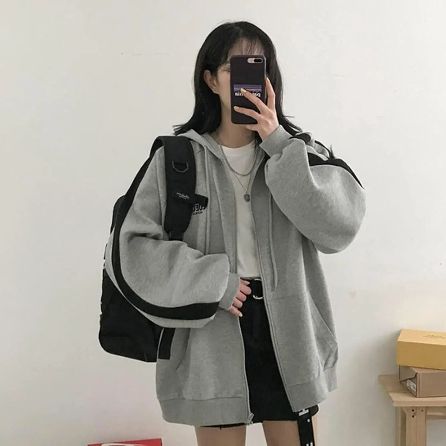 tuduoms Varsity Jacket Women's Cute Hoodies Teen Girl Fall Jacket Oversized Sweatshirts Casual Sport Coat Zip Up Y2K Hoodie
