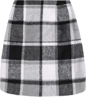 UANEO Plaid Skirts for Women High Waisted Fall Bodycon A Line Pencil Plaid Mini Skirt
