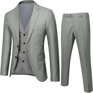 Ugly Christmas Mens Suits Slim Fit Solid Color 2 Piece Tuxedo Suit Set One Button Wedding Party Business Blazer Pants