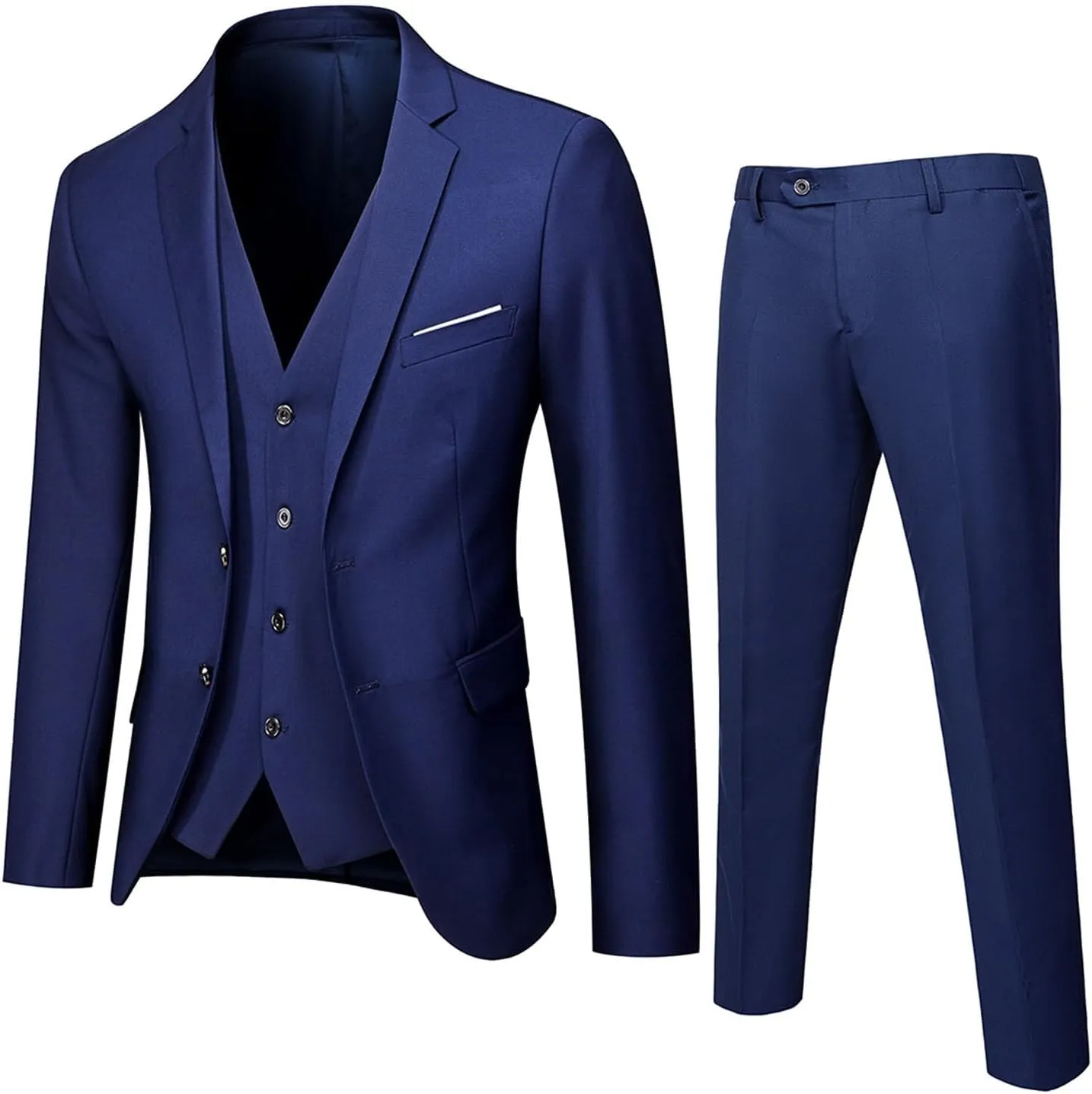 Ugly Christmas Mens Suits Slim Fit Solid Color 2 Piece Tuxedo Suit Set One Button Wedding Party Business Blazer Pants