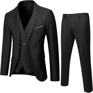 Ugly Christmas Mens Suits Slim Fit Solid Color 2 Piece Tuxedo Suit Set One Button Wedding Party Business Blazer Pants
