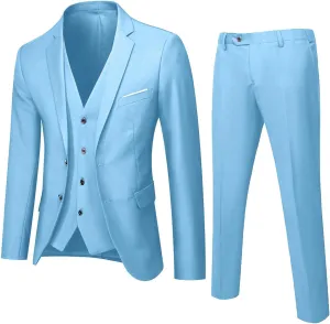 Ugly Christmas Mens Suits Slim Fit Solid Color 2 Piece Tuxedo Suit Set One Button Wedding Party Business Blazer Pants