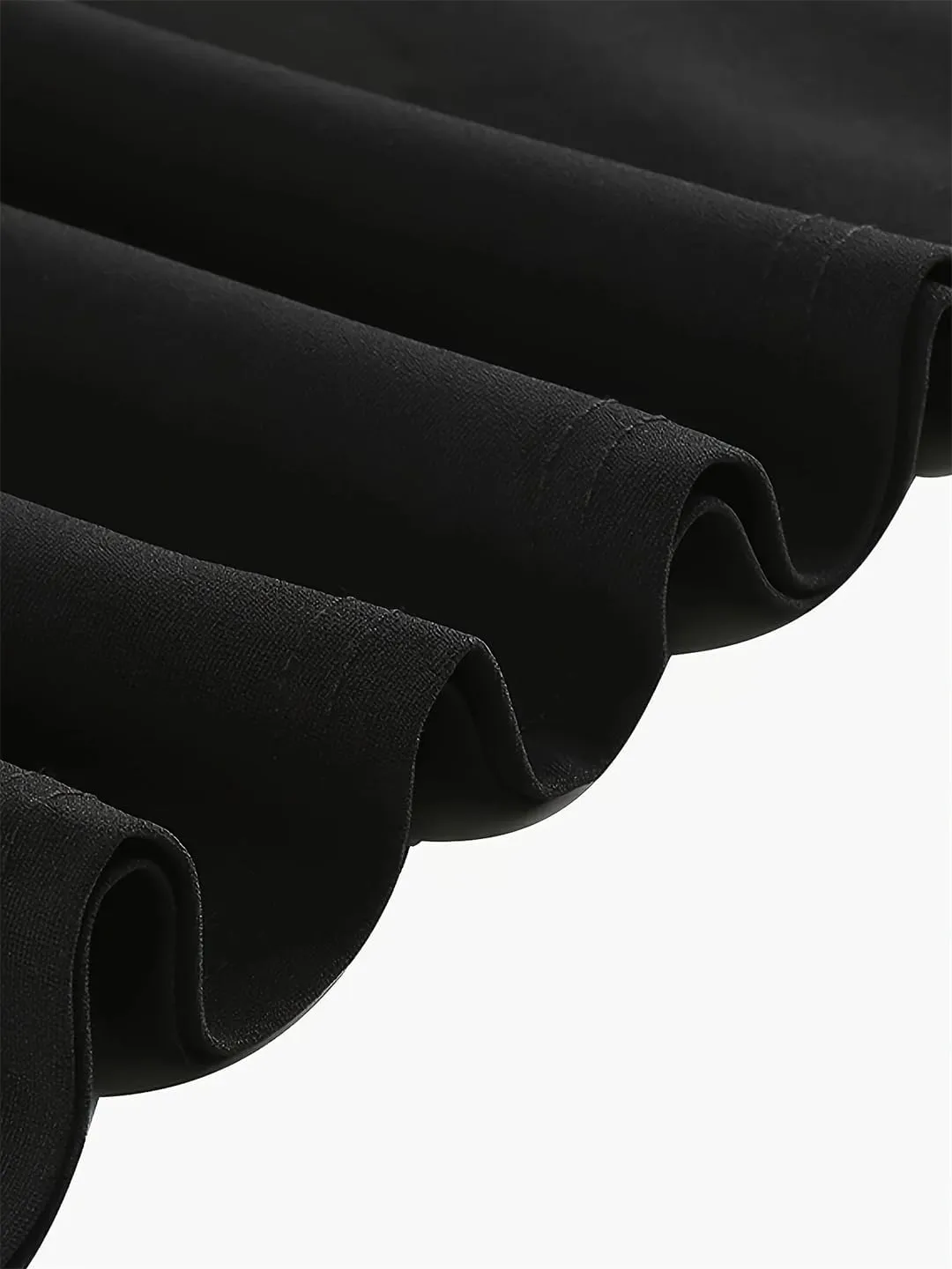 Women Buttons Front High Waist Skirts A-Line Elastic Waist Black Skirt Vintage Midi Swing Skirt
