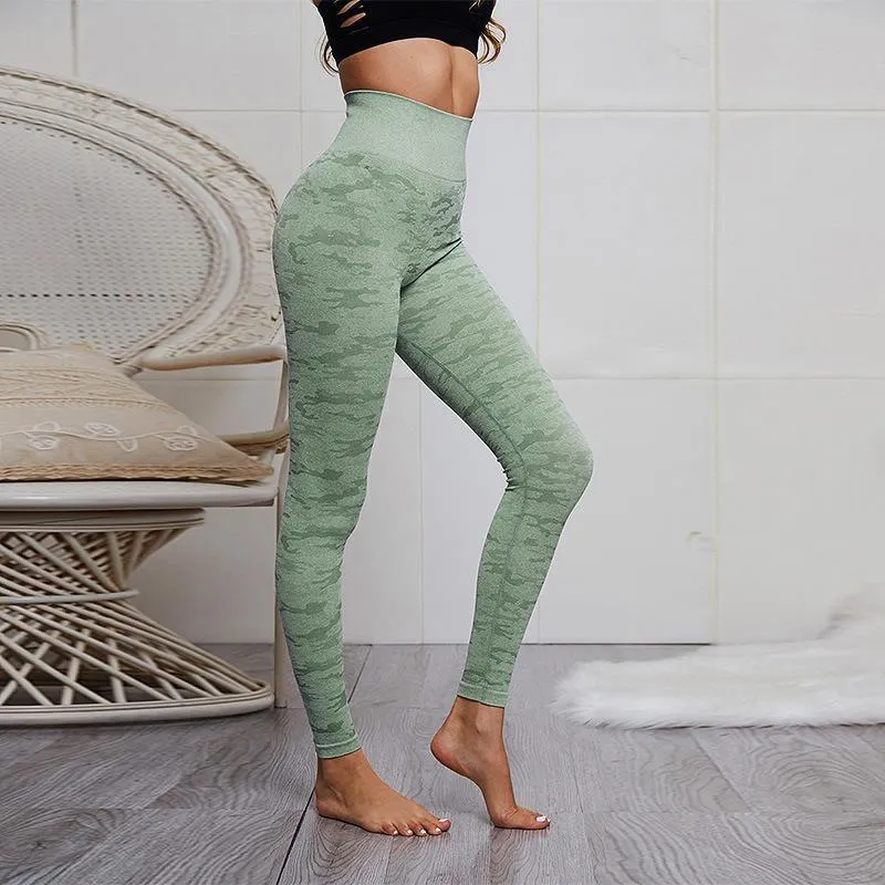 Women High Waist Curve Camo Print Leggings
