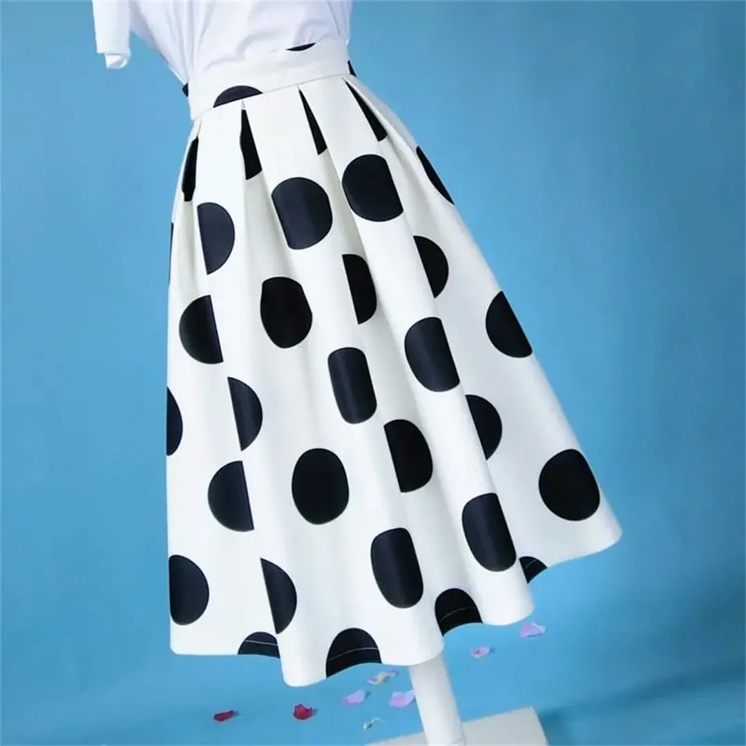 Women Midi Cute Skirts High Waist Big Swing A-Line Long Skirts Evening Vintage Skirt
