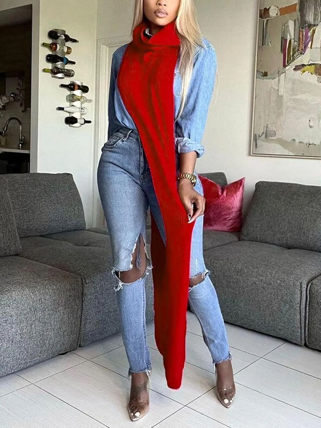 Women Sexy Knitted Turtleneck Side Split Sleeveless Sweater Dress Long Maxi Dresses Pullover Top