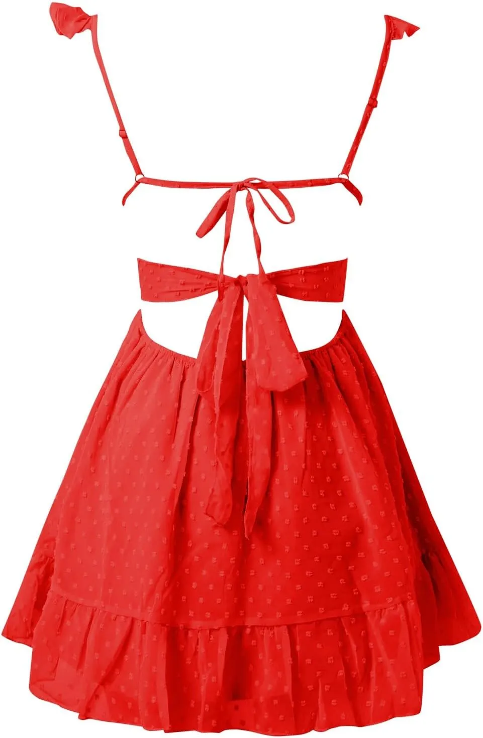 Women Spaghetti Strap Mini Dress Low Cut Sleeveeless Short Dress Backless Going Out Ruffle Cute Winter Dresses