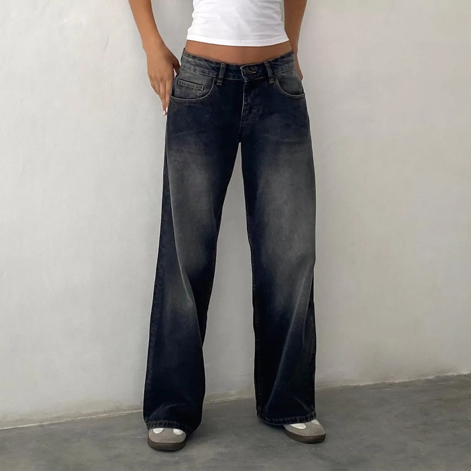 Women Wide Leg Jeans Casual High Waist Baggy Boyfriend Denim Pants Y2K Straight Streetwear Jeans Mom Jeans Trousers
