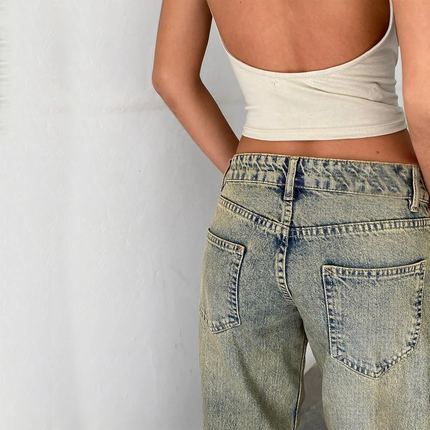 Women Wide Leg Jeans Casual High Waist Baggy Boyfriend Denim Pants Y2K Straight Streetwear Jeans Mom Jeans Trousers