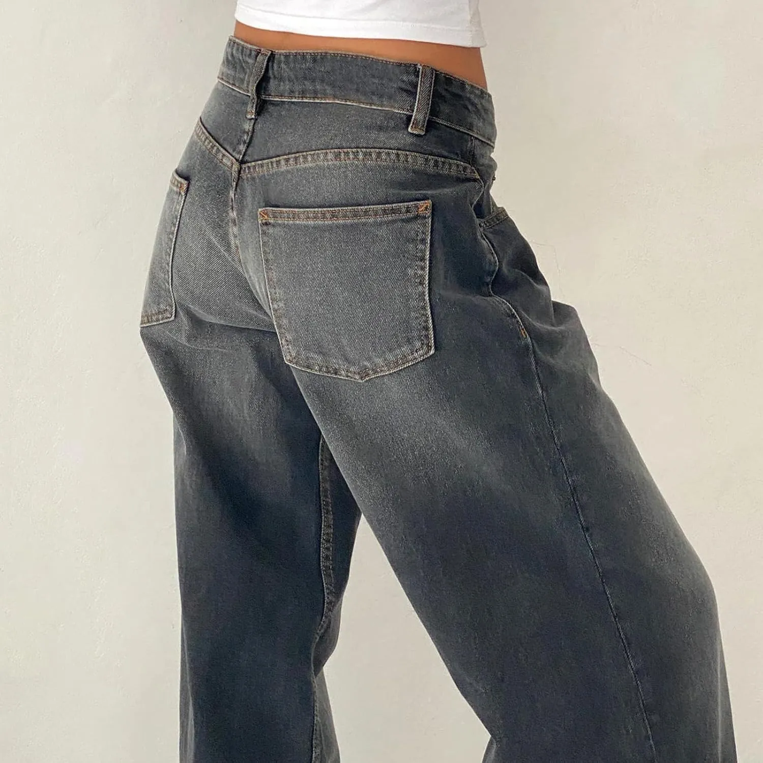 Women Wide Leg Jeans Casual High Waist Baggy Boyfriend Denim Pants Y2K Straight Streetwear Jeans Mom Jeans Trousers