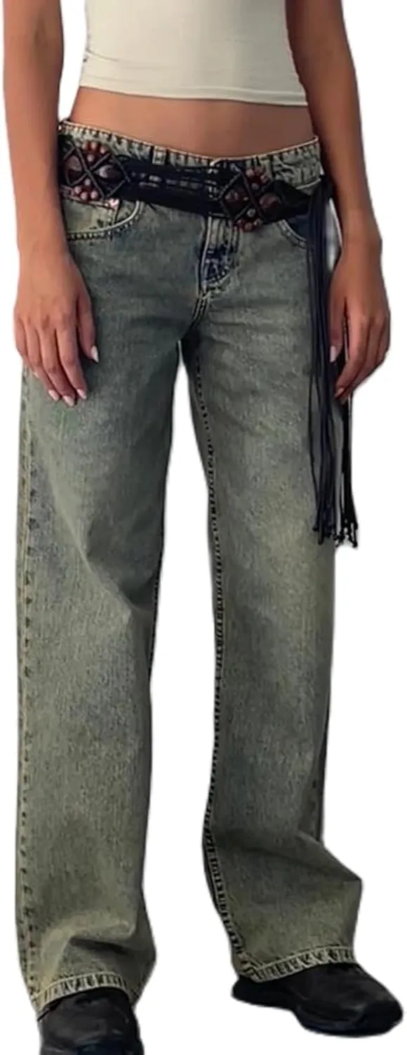 Women Wide Leg Jeans Casual High Waist Baggy Boyfriend Denim Pants Y2K Straight Streetwear Jeans Mom Jeans Trousers