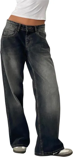 Women Wide Leg Jeans Casual High Waist Baggy Boyfriend Denim Pants Y2K Straight Streetwear Jeans Mom Jeans Trousers