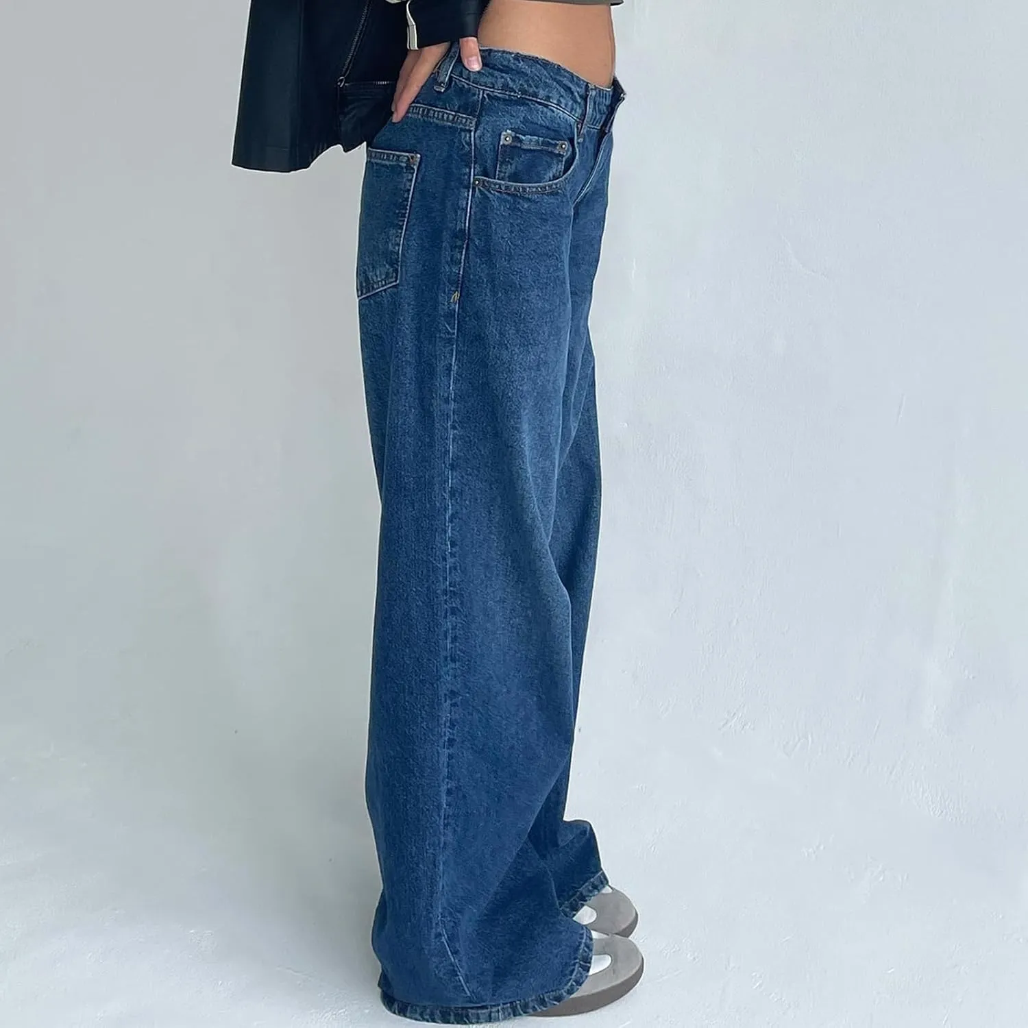 Women Wide Leg Jeans Casual High Waist Baggy Boyfriend Denim Pants Y2K Straight Streetwear Jeans Mom Jeans Trousers