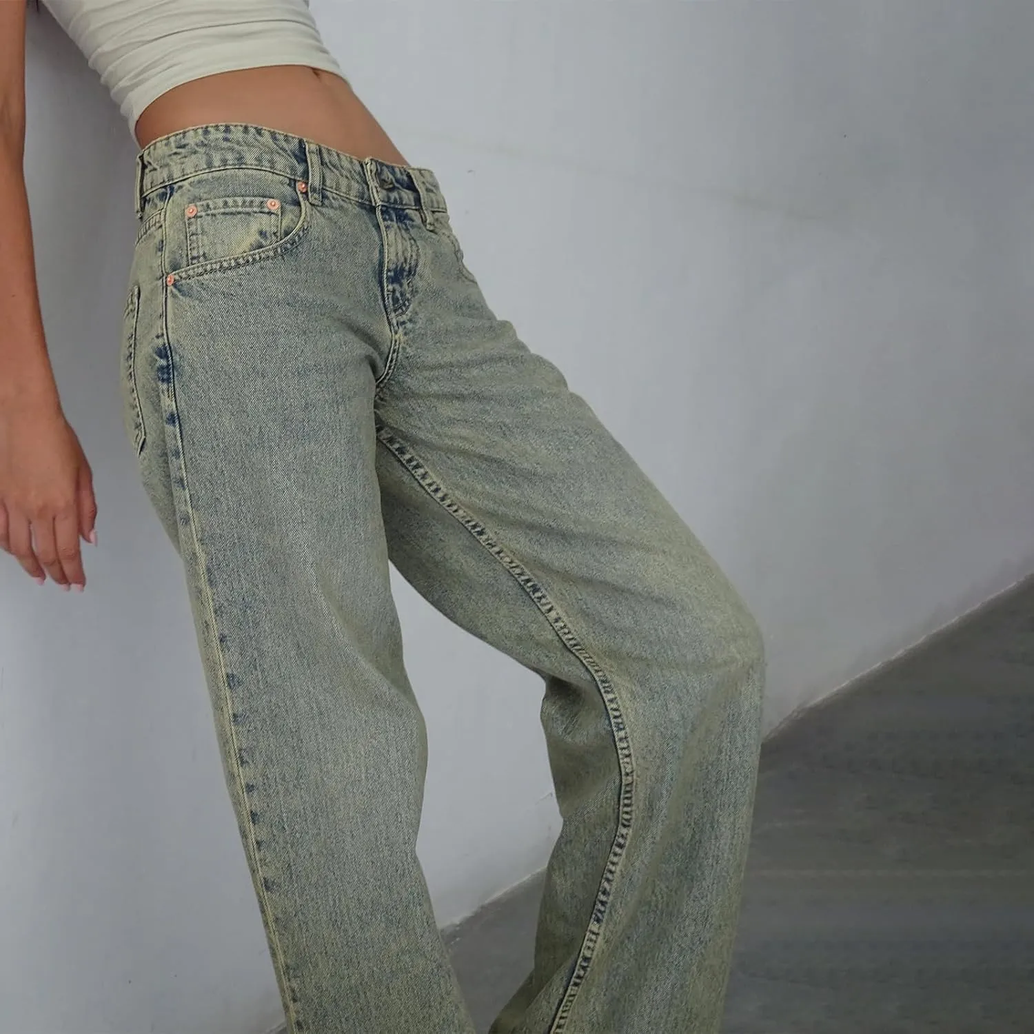 Women Wide Leg Jeans Casual High Waist Baggy Boyfriend Denim Pants Y2K Straight Streetwear Jeans Mom Jeans Trousers