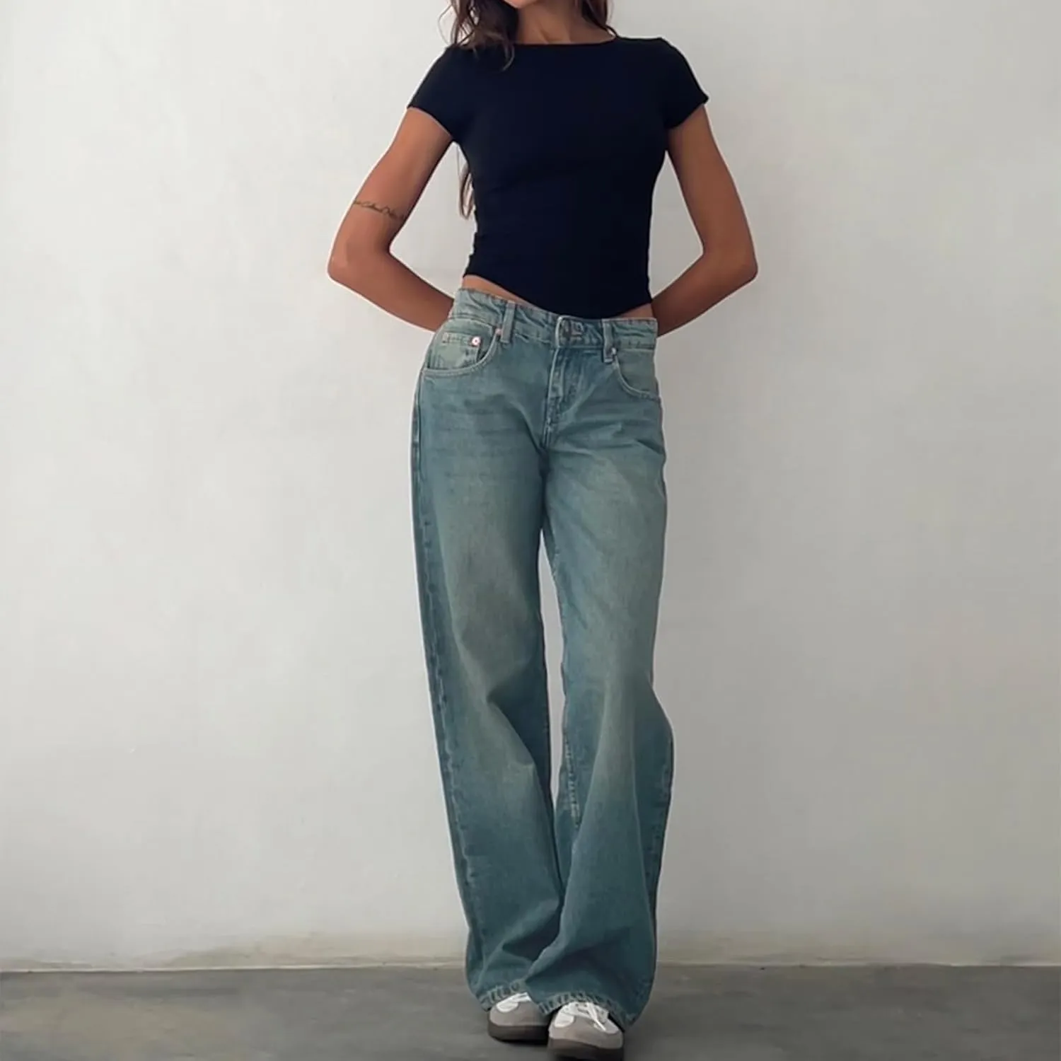 Women Wide Leg Jeans Casual High Waist Baggy Boyfriend Denim Pants Y2K Straight Streetwear Jeans Mom Jeans Trousers