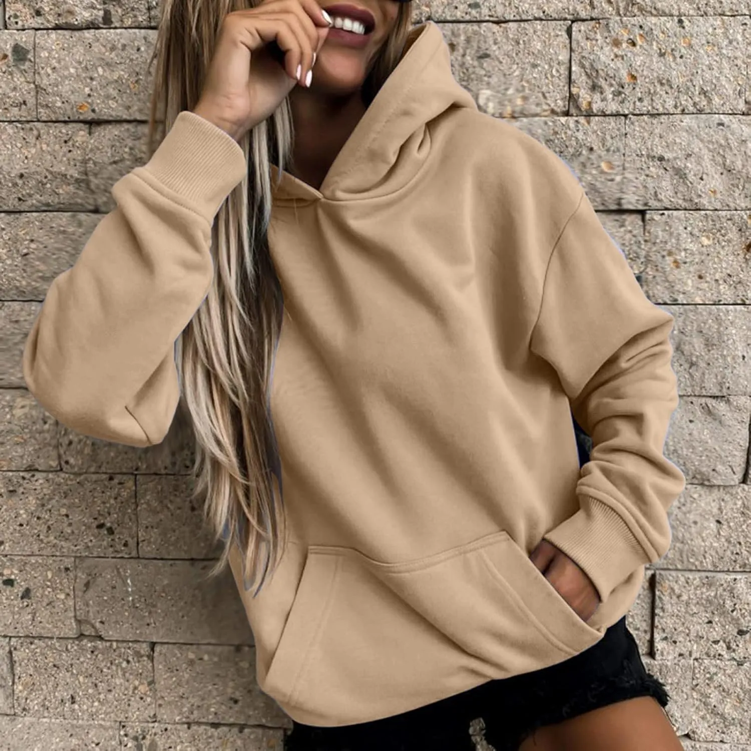 Women Y2k Hoodies Casual Oversized Sweatshirt Loose Pullover Long Sleeve Lightweight Fleece Fashion Comfy Fall Tops