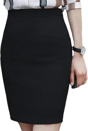 Women's Bottoms Formal Office Lady Mini Pencil Skirt  Work Business Bodycon Midi Skirt High Waist Tummy Control