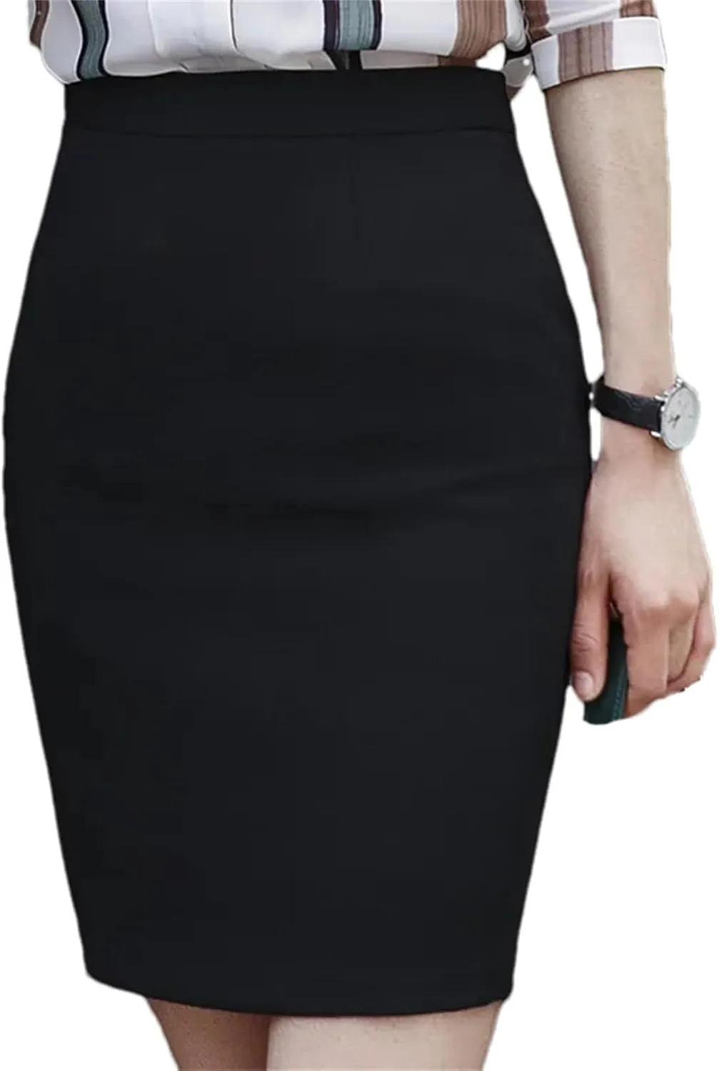 Women's Bottoms Formal Office Lady Mini Pencil Skirt  Work Business Bodycon Midi Skirt High Waist Tummy Control