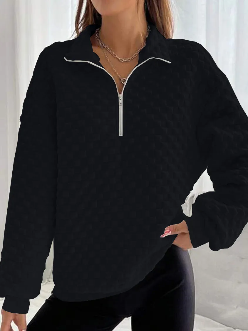Women's Classic Versatile Knitted Texture Zipper Sweaters