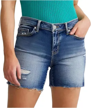 Womens Denim Short Trendy Summer Elastic High Waisted Stretchy Skinny Casual Girls Long Ripped Raw Hem Jean Shorts