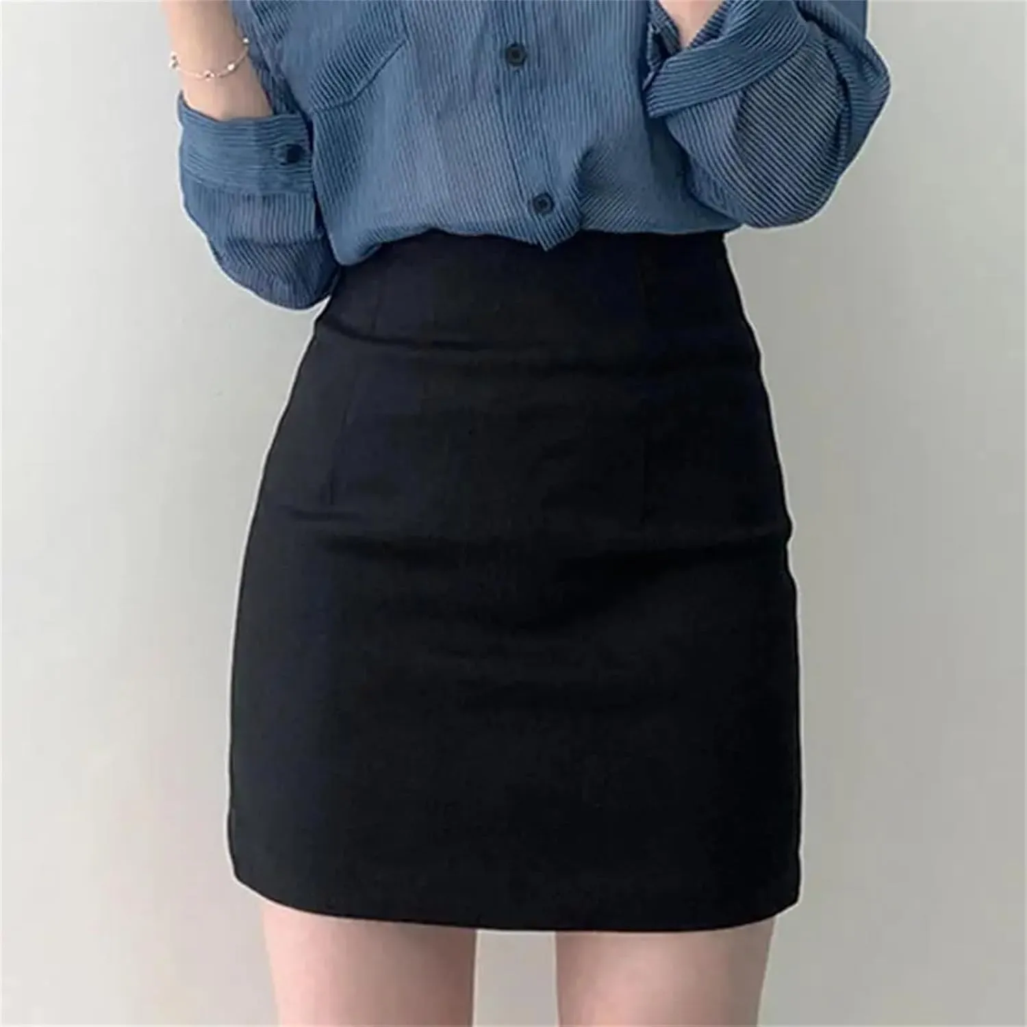 Women's High-Waisted Bodycon Skirt  Skinny Hip-Hugging Spring Midi Above Knee Pencil Skirt for Work