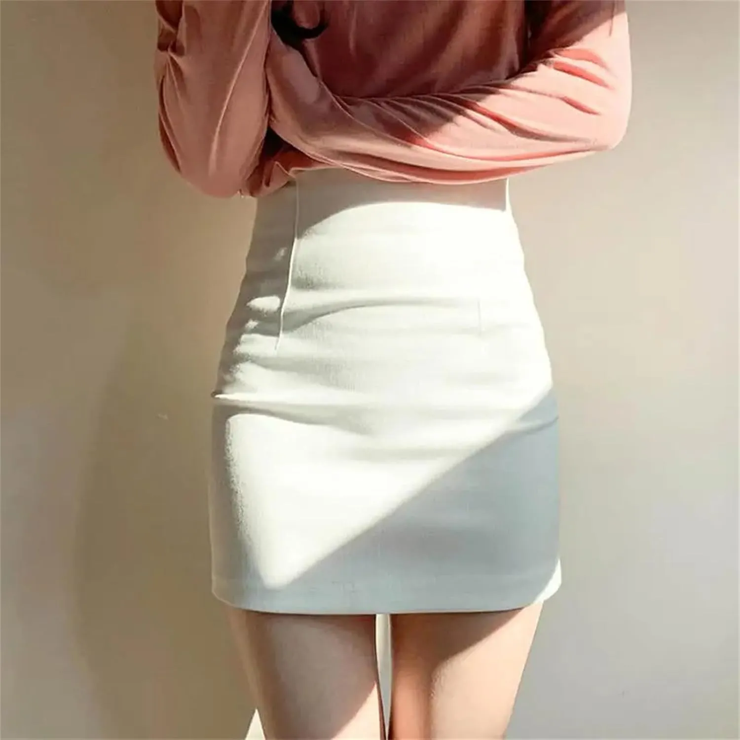 Women's High-Waisted Bodycon Skirt  Skinny Hip-Hugging Spring Midi Above Knee Pencil Skirt for Work