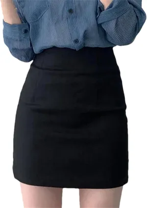 Women's High-Waisted Bodycon Skirt  Skinny Hip-Hugging Spring Midi Above Knee Pencil Skirt for Work