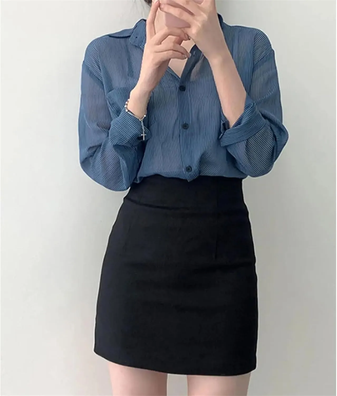 Women's High-Waisted Bodycon Skirt  Skinny Hip-Hugging Spring Midi Above Knee Pencil Skirt for Work
