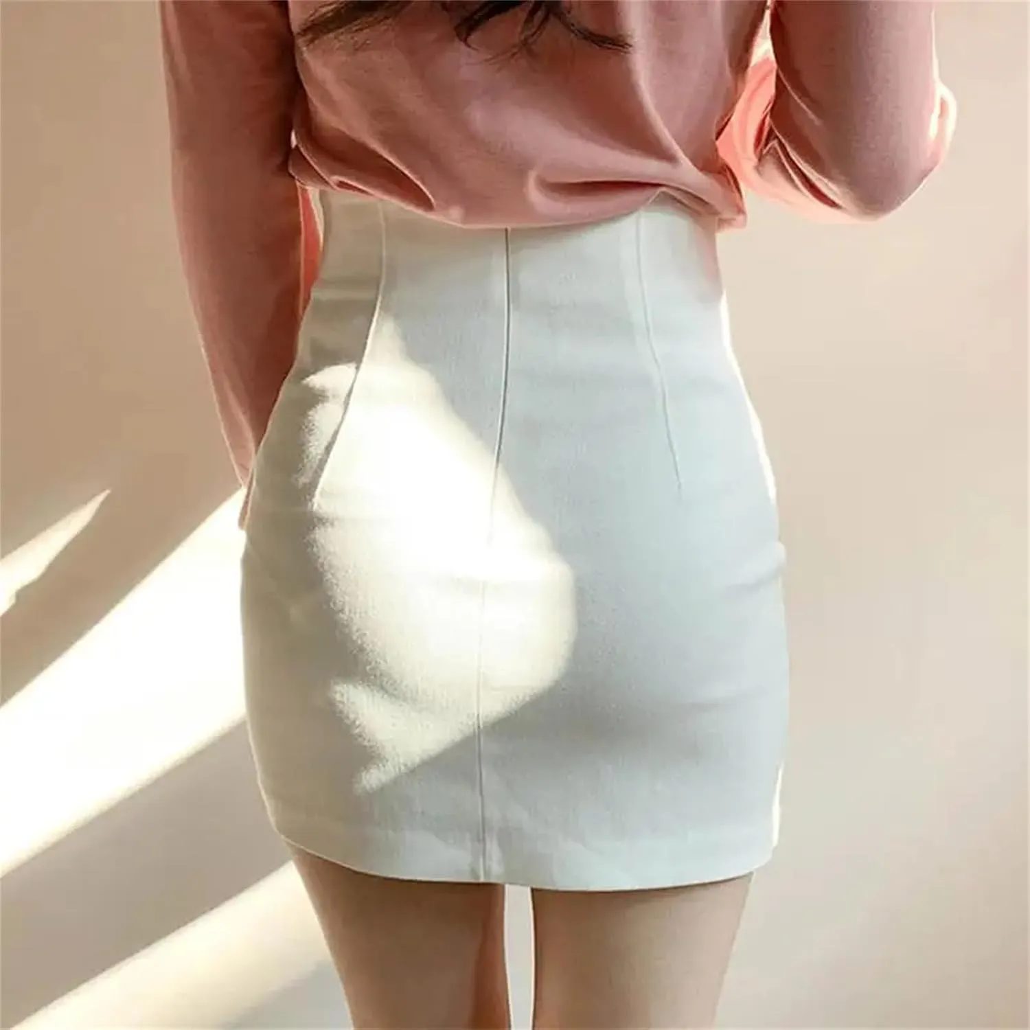 Women's High-Waisted Bodycon Skirt  Skinny Hip-Hugging Spring Midi Above Knee Pencil Skirt for Work
