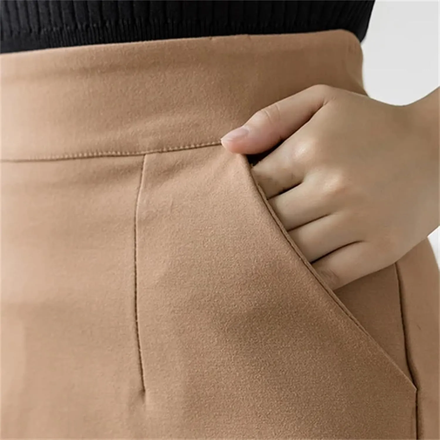 Women's High-Waisted Pencil Skirt  Solid Color Summer Knee-Length Sexy Skirt with Pockets Casual Clothing for Women