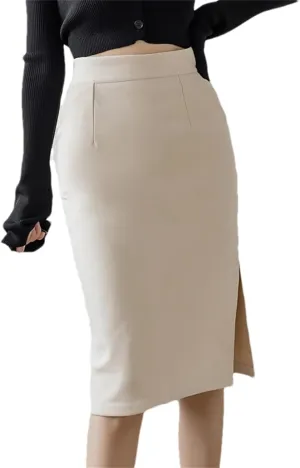 Women's High-Waisted Pencil Skirt  Solid Color Summer Knee-Length Sexy Skirt with Pockets Casual Clothing for Women