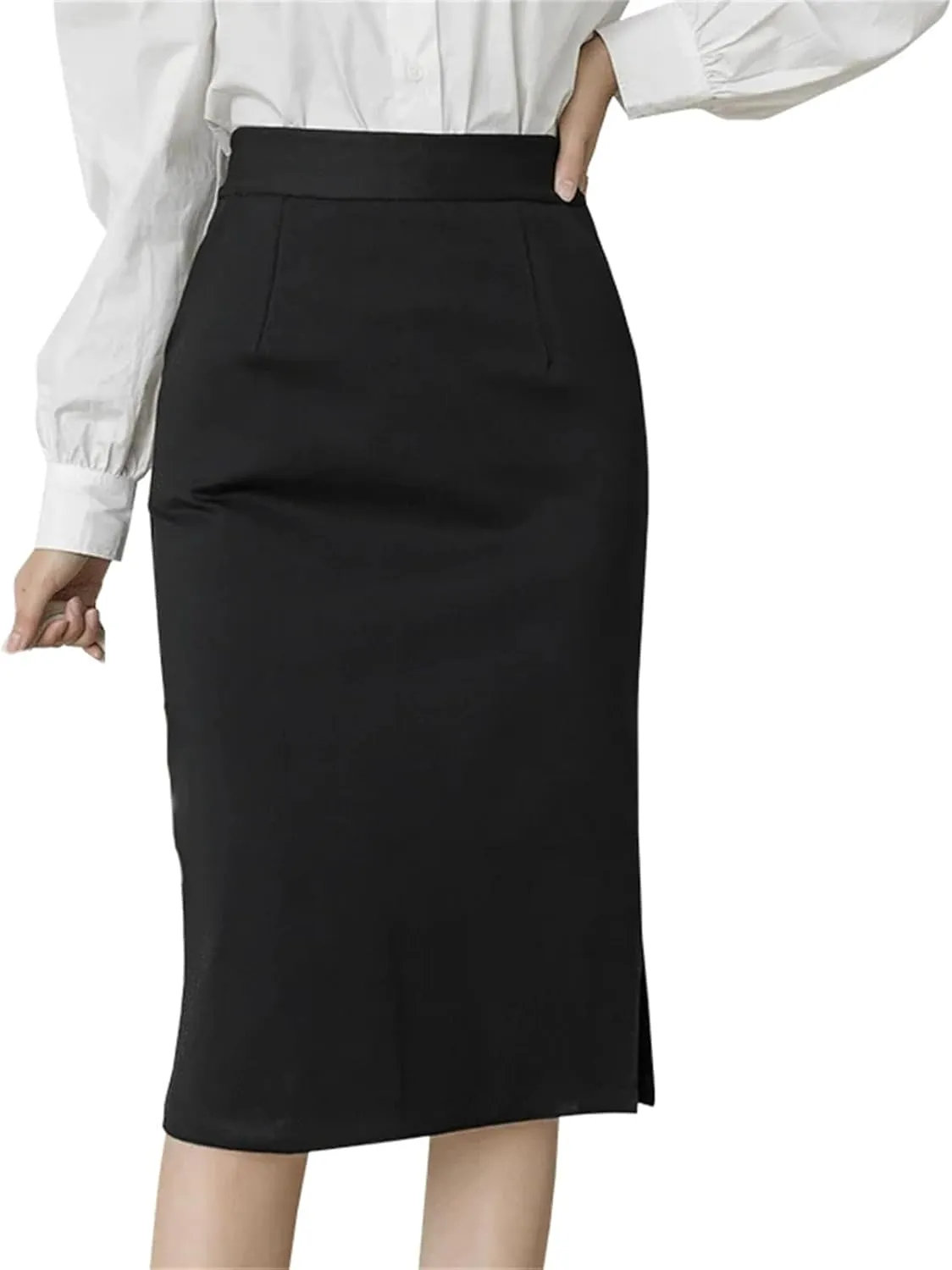 Women's High-Waisted Pencil Skirt  Solid Color Summer Knee-Length Sexy Skirt with Pockets Casual Clothing for Women