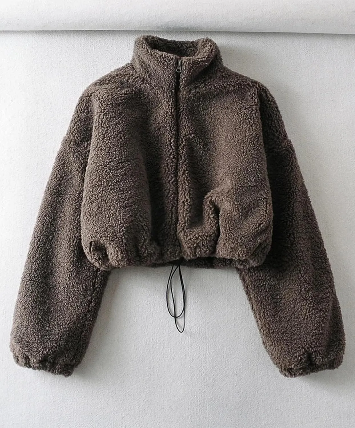 Womens Oversized Sweatshirts Zip Up Fluffy Fuzzy Fleece Cropped Sweatshirt Sherpa Jackets