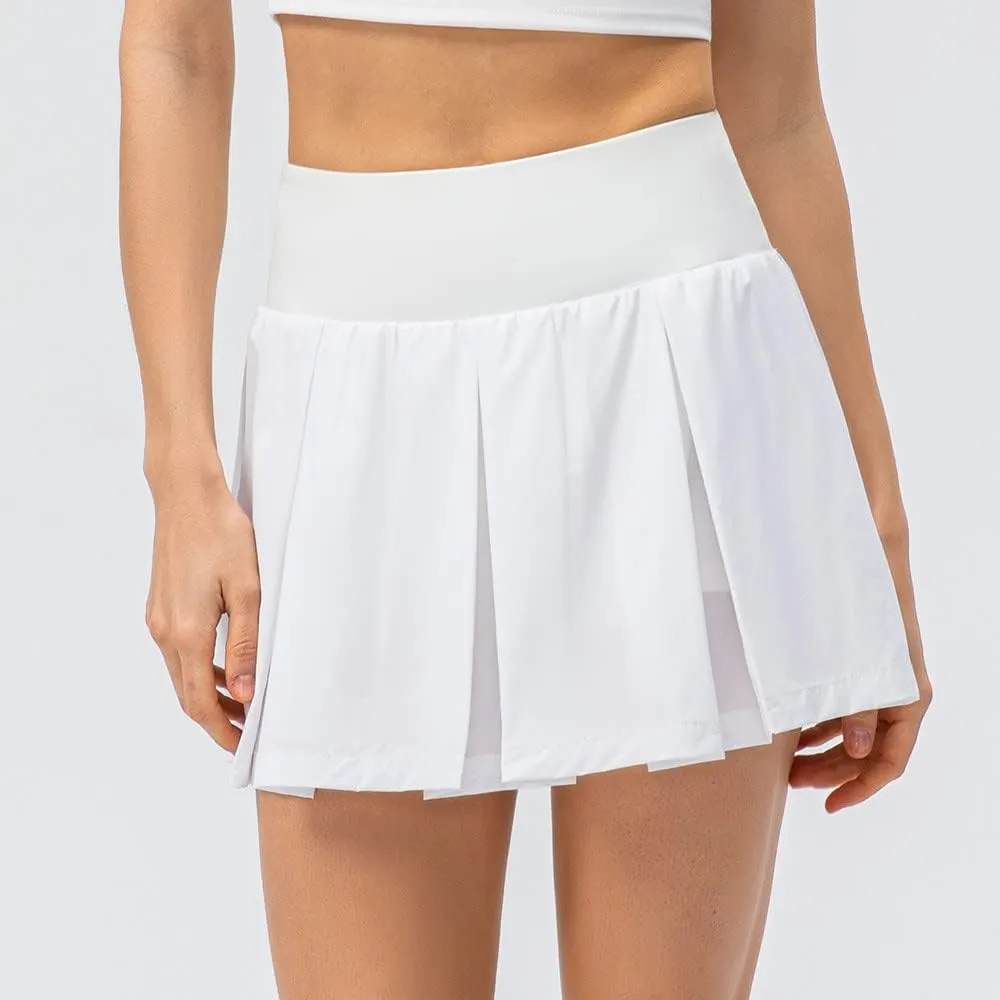 Women's Pleated Skirt with Comfy Casual Stretchy Band Plaid Sports Skirt Outdoor Plus Size Swim Skirt Bathing Suits