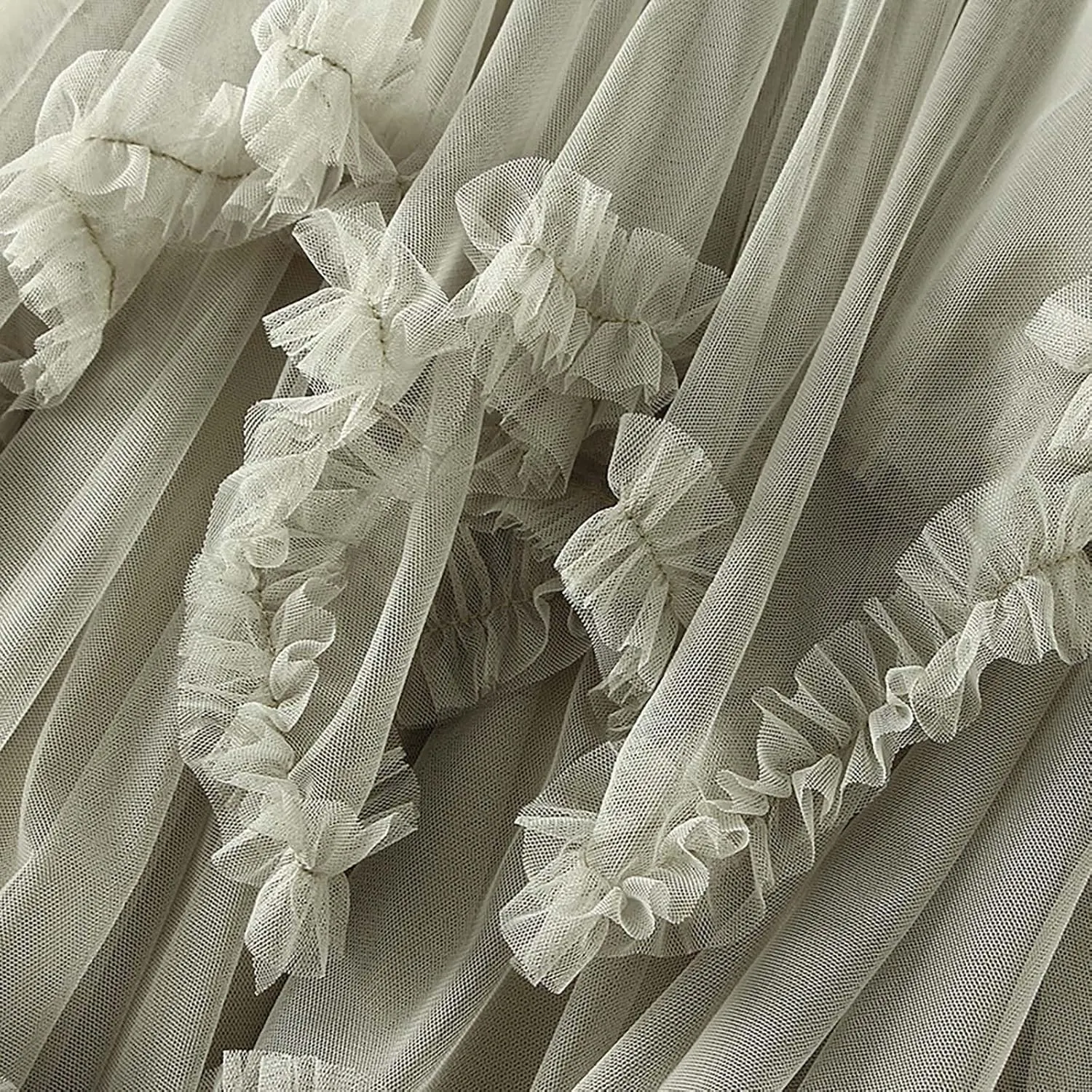 Women's Tulle Skirt,Tutu Skirt,A-Line Mesh Midi Skirtasymmetrical Pleated Elastic High Waist Layered St.